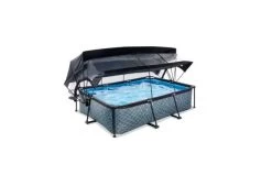 EXIT Zwembad 220x150x65cm Met Overkapping, Schaduwdoek En Filterpomp