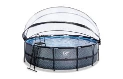 EXIT Zwembad ø488x122cm Met Overkapping En Zandfilter- En Warmtepomp