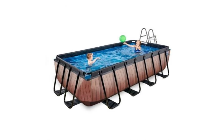 Exit Wood Zwembad 400x200x100cm Met Pomp Bruin - Image 3