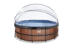 Exit Stone/Wood Zwembad ø450x122cm Met Overkapping En Filterpomp