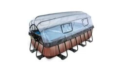 Exit Wood Zwembad 400x200x100cm Met Overkapping En Zandfilterpomp - Bruin