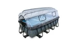 Exit Stone Zwembad 400x200x100cm Met Overkapping En Zandfilterpomp - Grijs