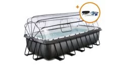 EXIT Black Leather Zwembad 540x250x122cm Met Zandfilterpomp En Overkapping En Accessoire Set